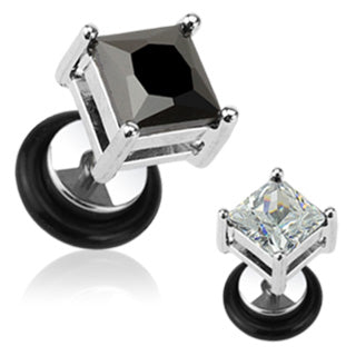 A Pair Of Square Cut Prong Fake Plug Surgical Steel